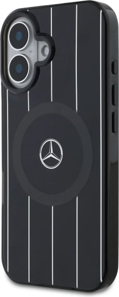 Mbështjellës Mercedes MB Double Layer Crossed Lines MagSafe për iPhone 16, zi