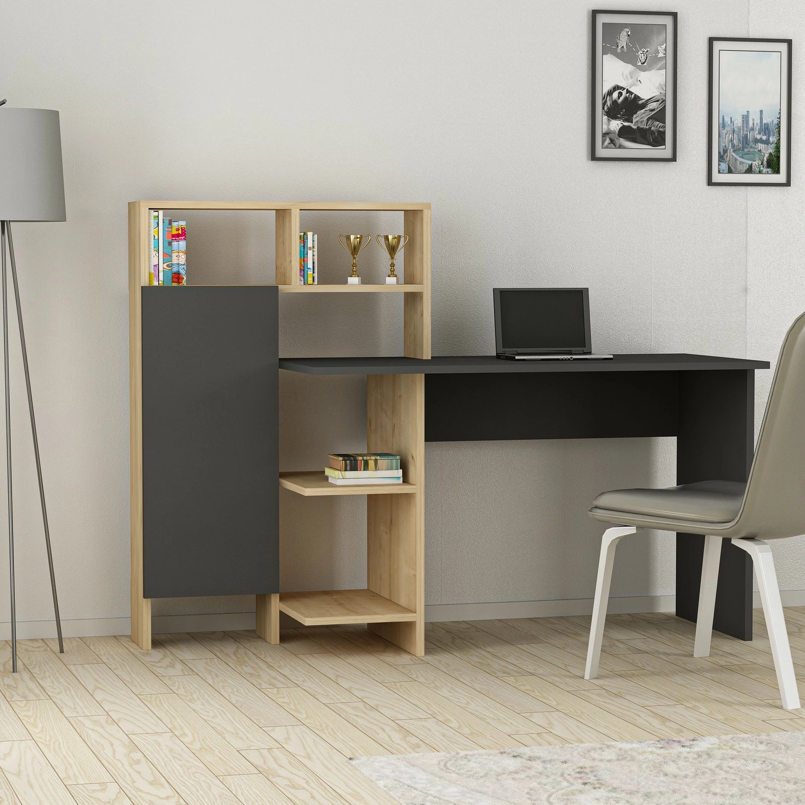 Tavolinë studimi Hanah Home, Bugra, antracit dhe lis