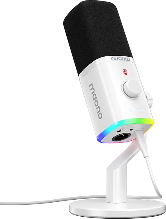 Mikrofon Maono PD100X, dinamik, kardioid, XLR/USB-C, i bardhë