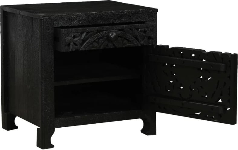 Komodinë Volcano, një derë, një sirtar, ngjyrë e zezë, 50x40x50cm