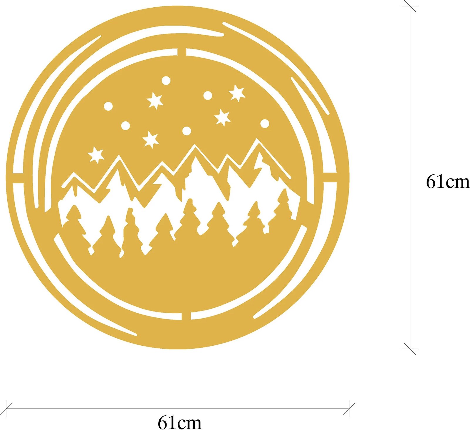 Aksesor dekorativ metalik për mur, Wallity, ngjyrë ari, XMASGOLD - 019