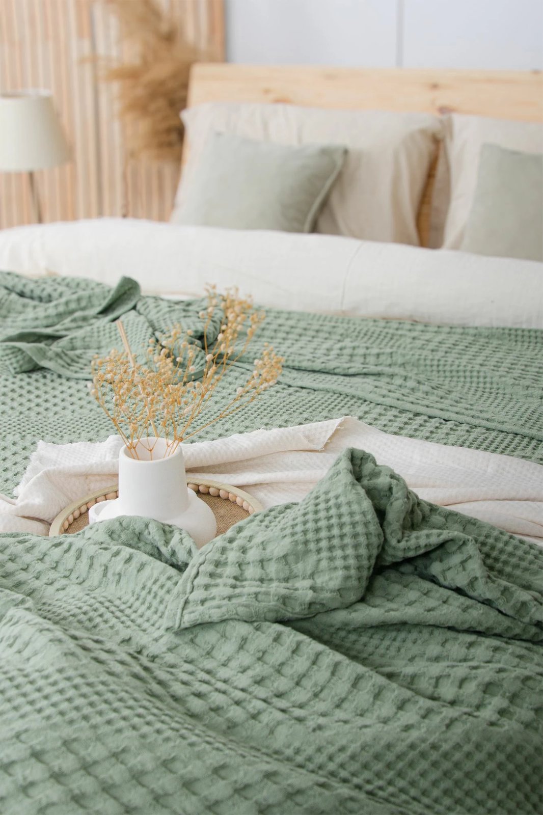 Mbulesë krevati King, ngjyrë e gjelbër e çelët, Joanna