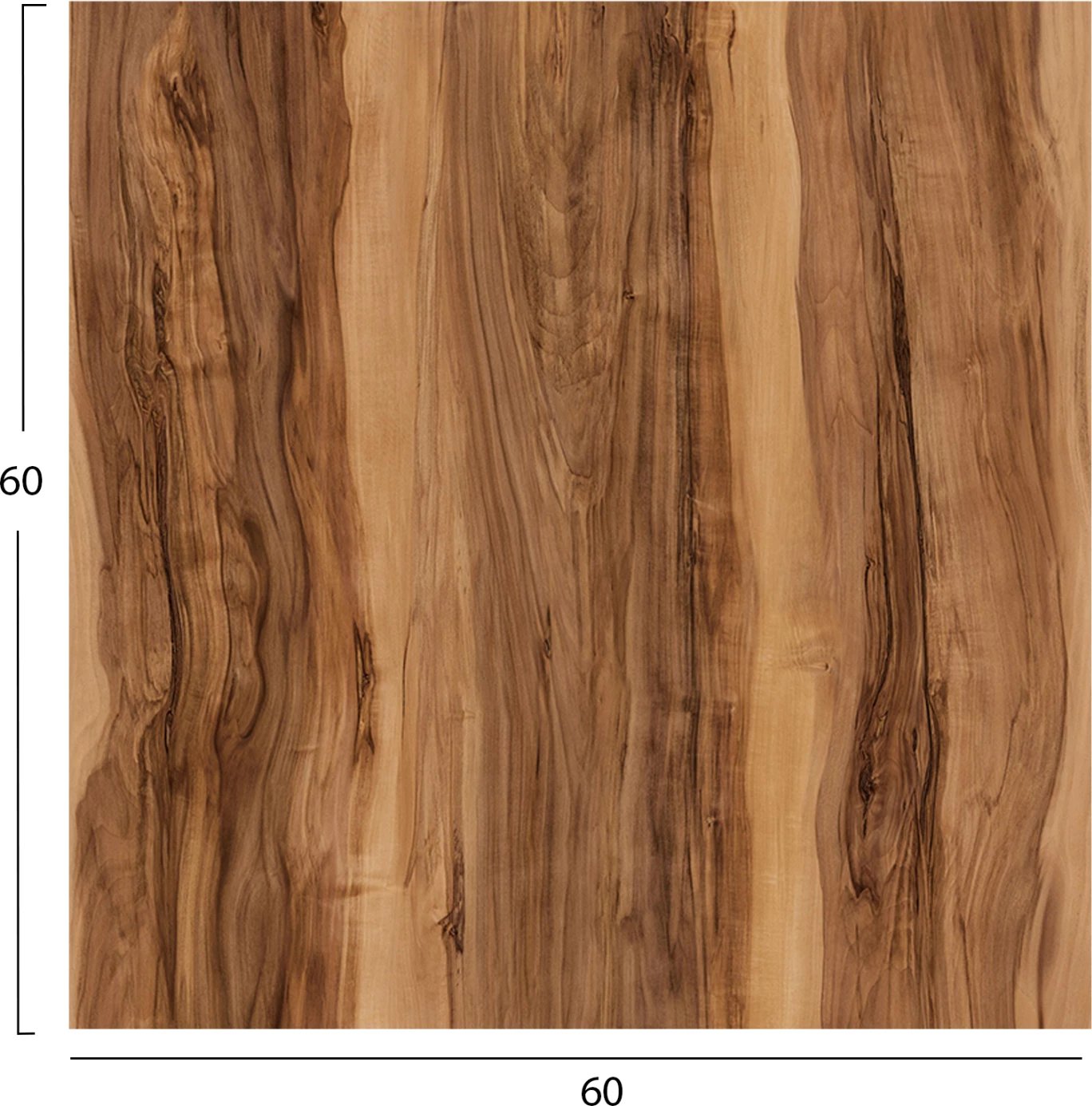 Sipërfaqe tavoline katrore, ngjyrë Indian Sheesham, HPL, 60x60cm, set prej 2 copash