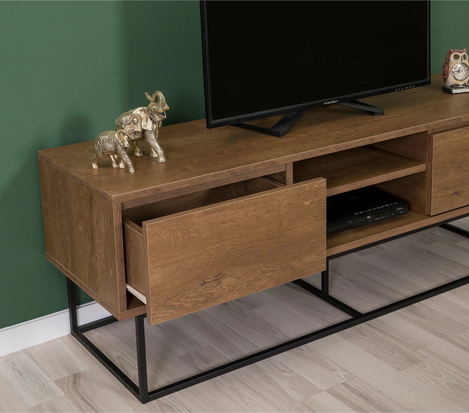 Set mobiljesh për dhomë dite Skye Decor, Laxus Takım 2, ngjyrë arrë dhe e zezë