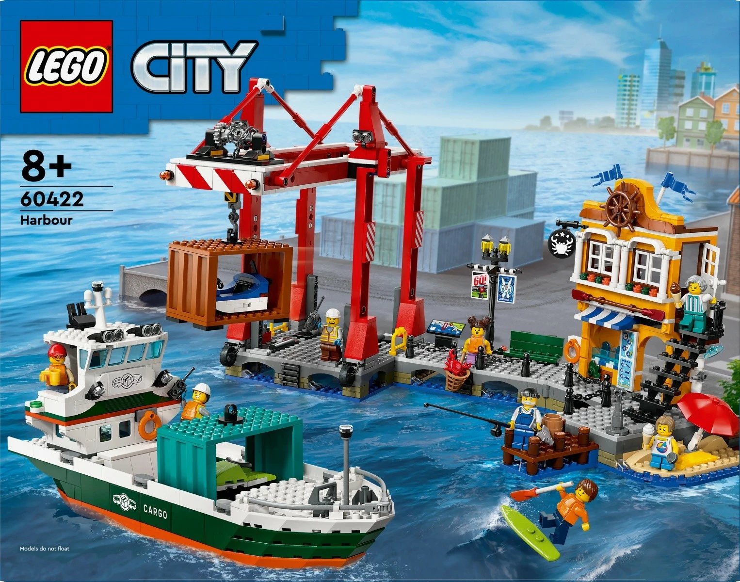 Set LEGO City Seaside Port me anije mallrash 60422, plastikë, 1226 pjesë, për fëmijë 8+