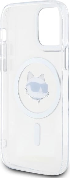 Mbështjellës Karl Lagerfeld IML Metal Choupette Head MagSafe për iPhone 12/12 Pro, Bardhë