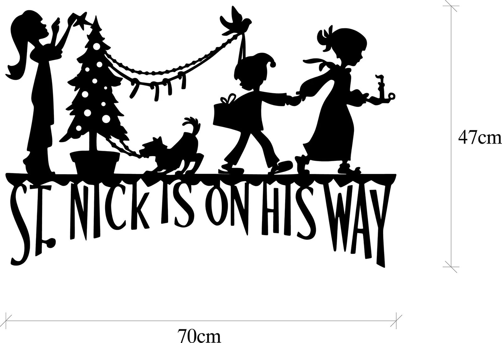 Aksesor dekorativ metalik për mur, ngjyrë e zezë, XMASBLACK - 011