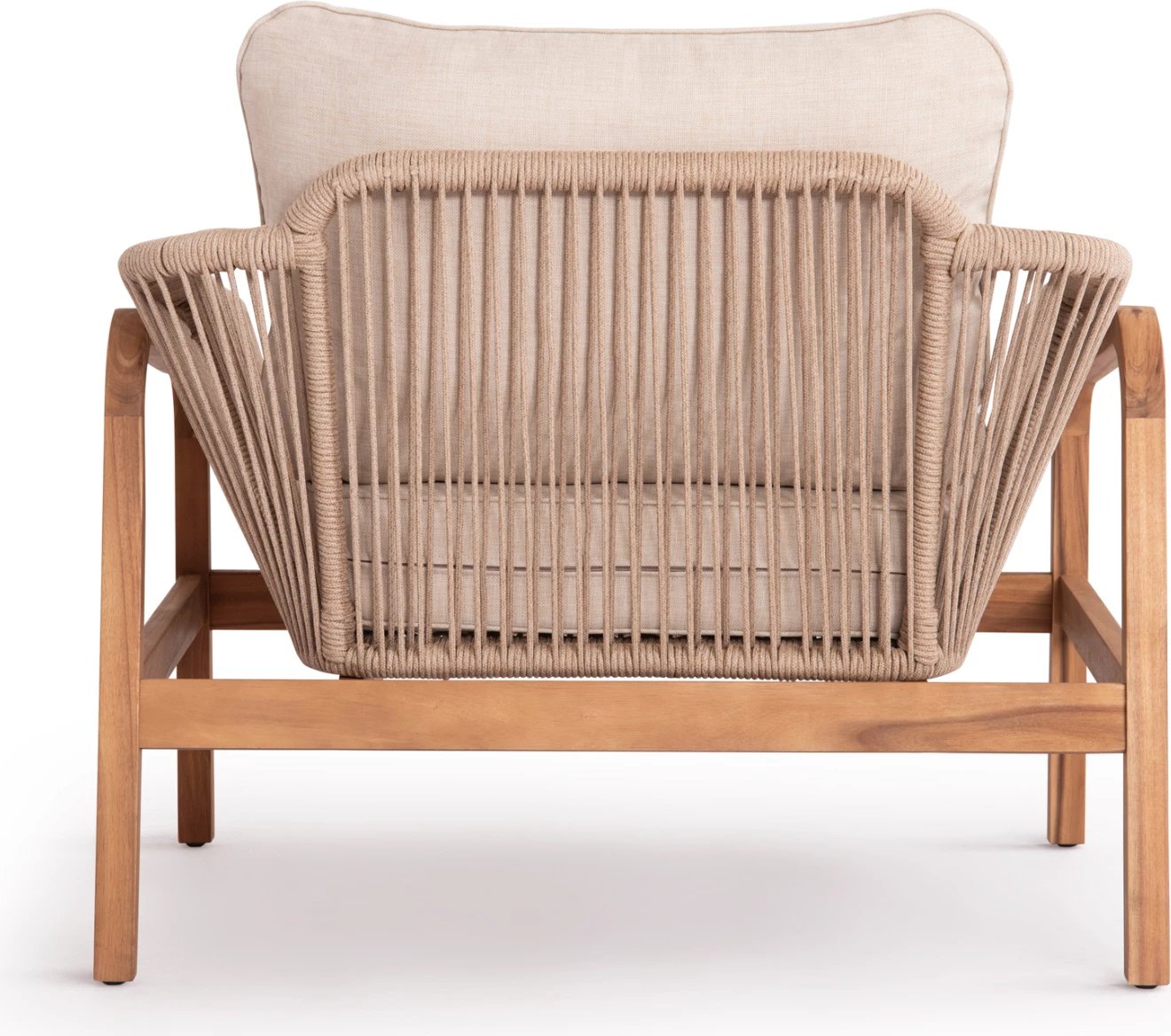 Karrige lounge për jashtë Oasis, dru akacie, alumin & litar, bezhë, 92x80x71.5-82cm