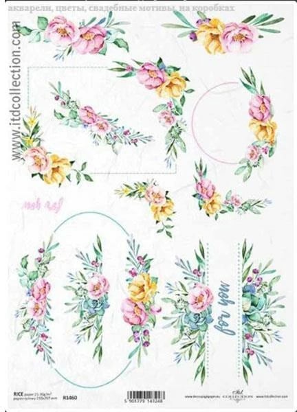 Letër orizi NEXT Watercolors flowers 1, 21x29cm