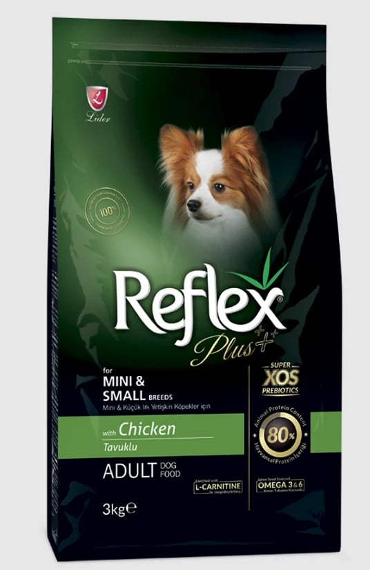 Ushqim për qen të rritur Reflex Plus, me pulë, për raca të vogla, 3 kg
