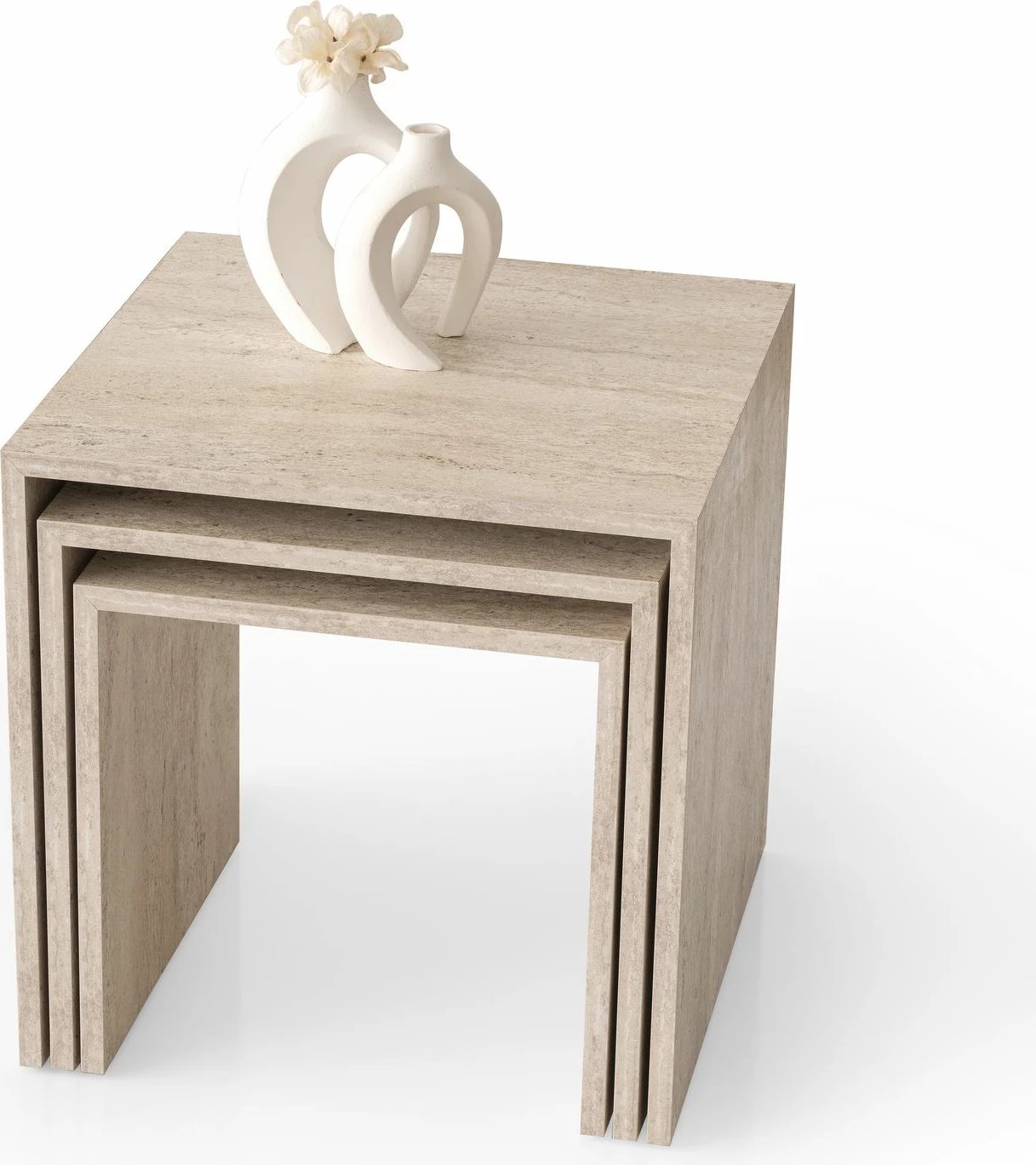 Tavolina ndihmëse të vendosshme (3 copë), ngjyrë travertine, Skye Decor, Flex - 9409