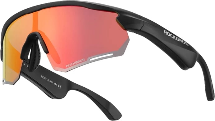 Syze sportive Rockbros SP251 me Bluetooth, lente të polarizuara, pasqyrë, të zeza