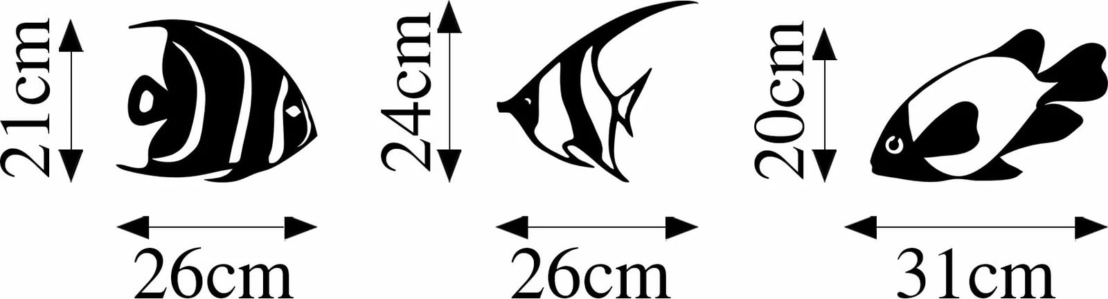 Aksesor dekorativ metalik për mur, Wallity, peshq, 3 copë