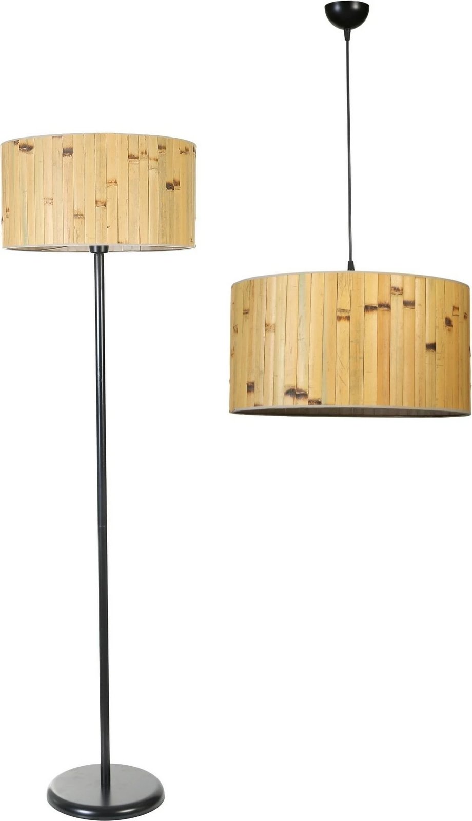 Set llambë tavani dhe llambë dyshemeje Opviq, ngjyrë druri dhe e zezë, 8873-2