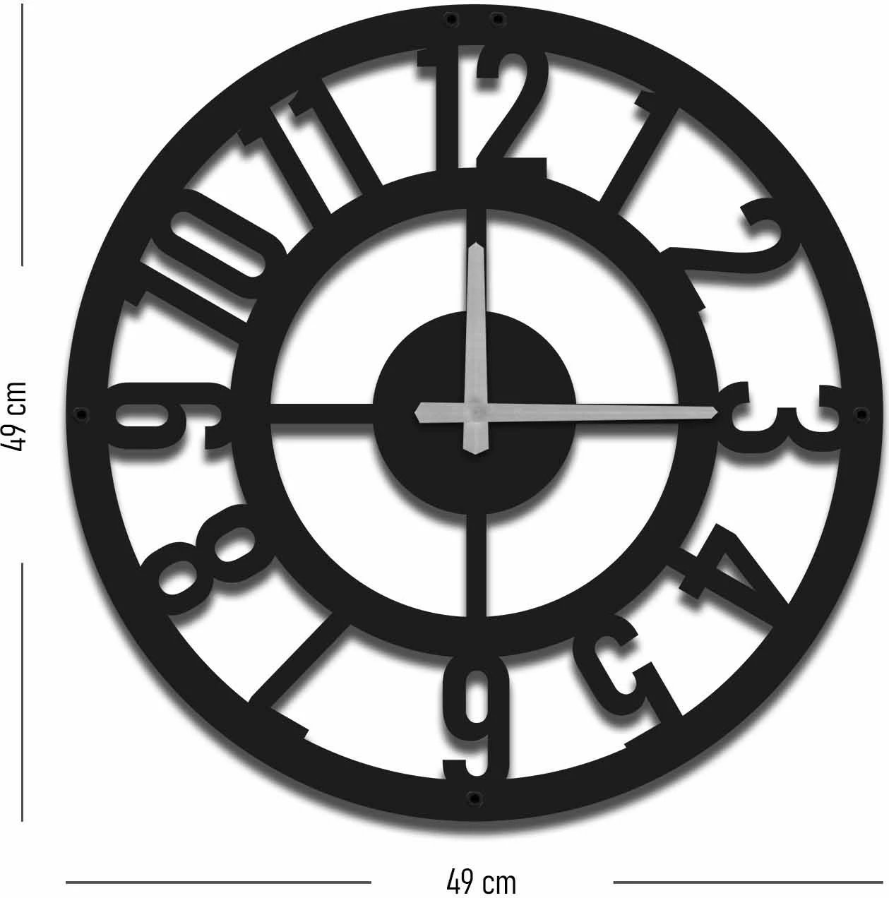 Orë muri dekorative prej metali, Wallity, MTS - 004, e zezë, 49x49cm