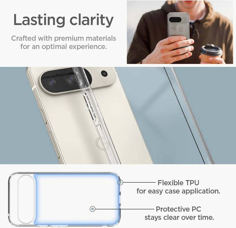 Mbështjellës Spigen Ultra Hybrid për Google Pixel 9 / 9 Pro, Transparent