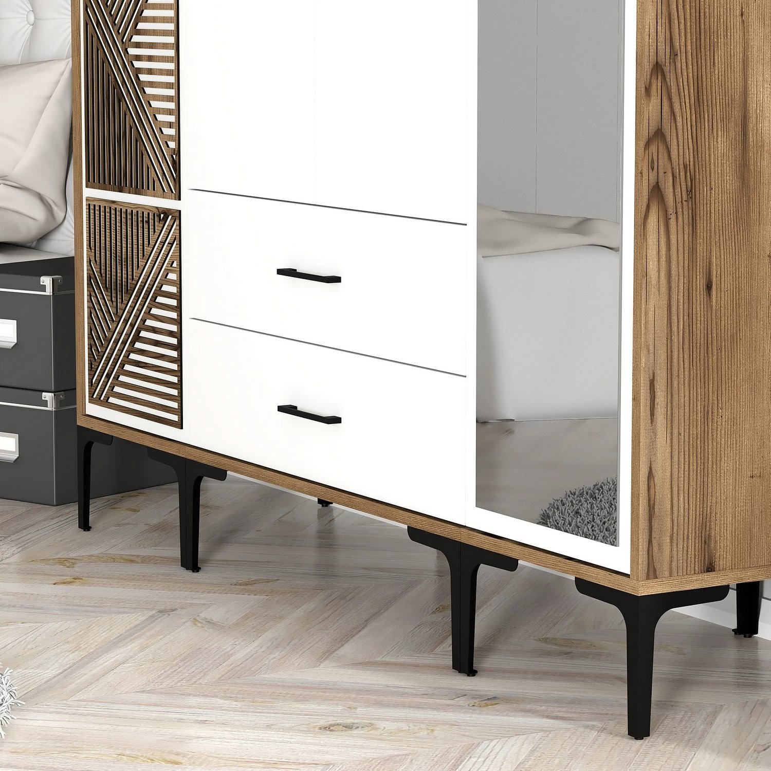 Dollap Skye Decor, ngjyrë arre dhe e bardhë, Kumsal PTR