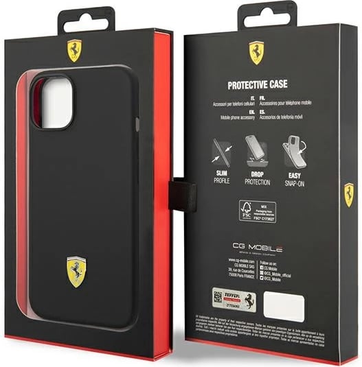 Mbështjellës Ferrari FEHCP14SSIBBK për iPhone 14 6.1", silikon, i zi