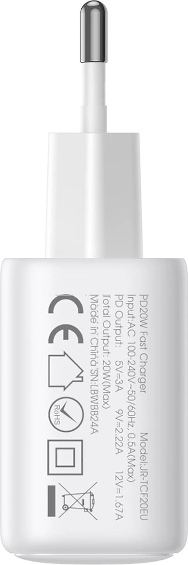 Kasë karikues Joyroom JR-TCF12, 2x USB-C, 20W, e bardhë