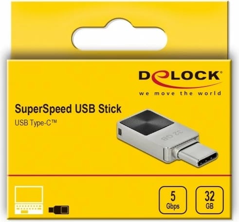 USB stick DeLOCK 32GB, USB Type-C, metal, argjend