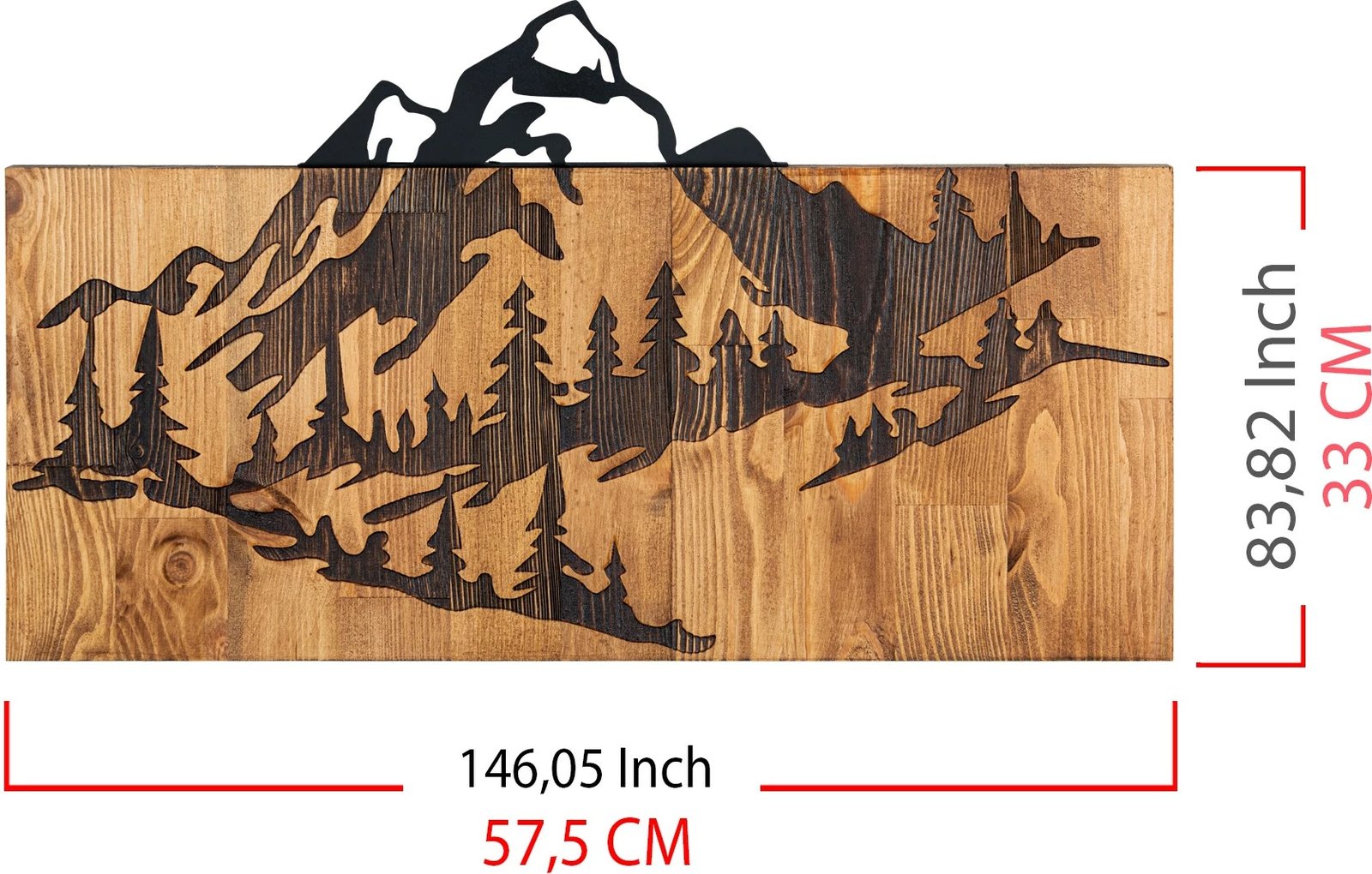 Aksesor dekorativ për mur, dru dhe metal, Wallity, natyrë