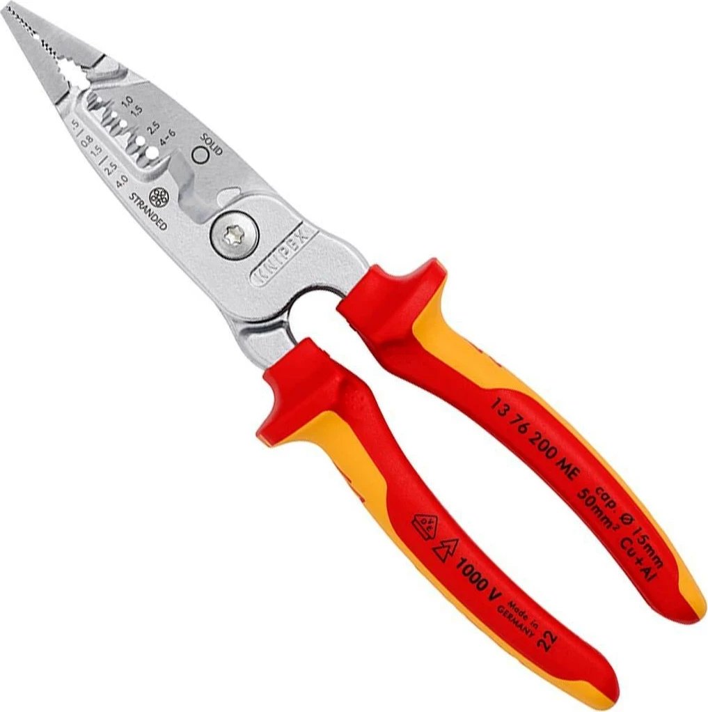 Vegël zhveshëse kabllosh Knipex 13 76 200 ME, çelik inox, 200 mm, e verdhë/e kuqe