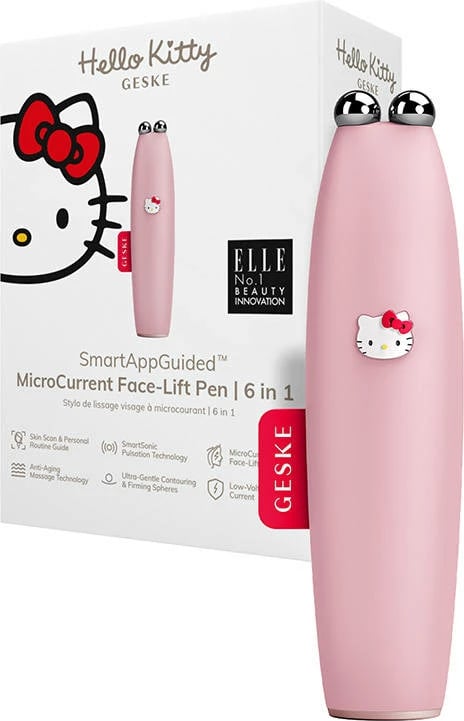 Pajisje microcurrent për lifting fytyre Geske 6-në-1 me aplikacion, Hello Kitty, rozë