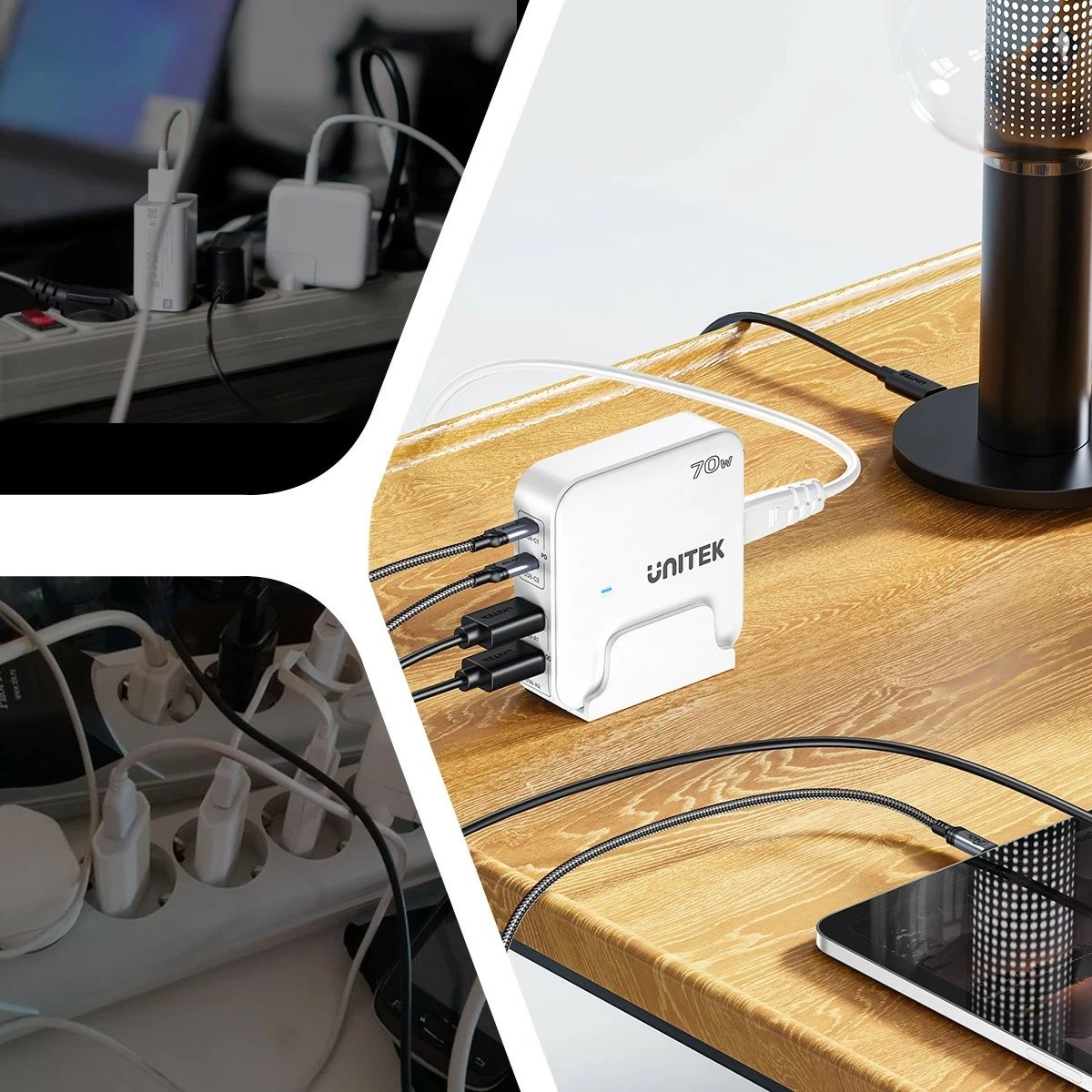 Karikues tavoline Unitek GaN 70W 2xUSB-A 2xUSB-C Karikues tavoline Unitek GaN 70W 2xUSB-A 2xUSB-C
