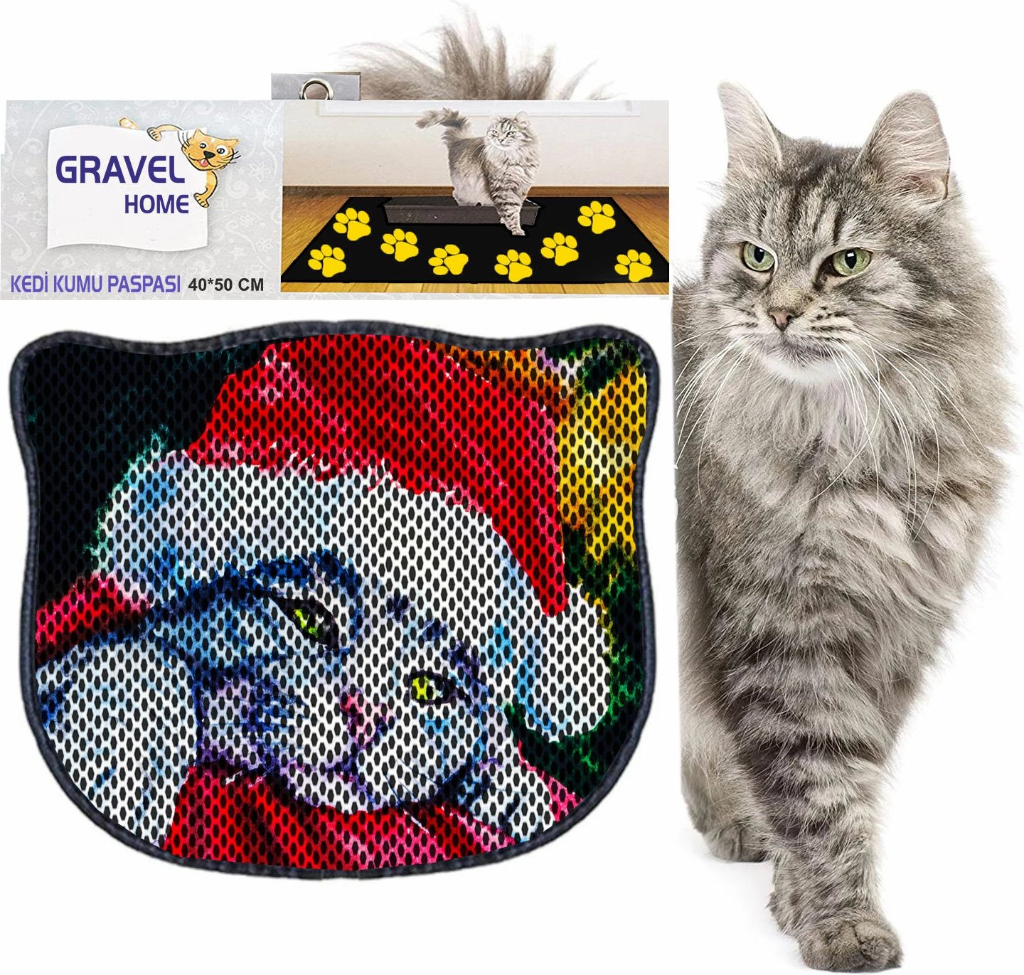 Tapet për rërë mace, shumëngjyrësh, Paws & Whiskers, Kdkafa0116, 40x50cm