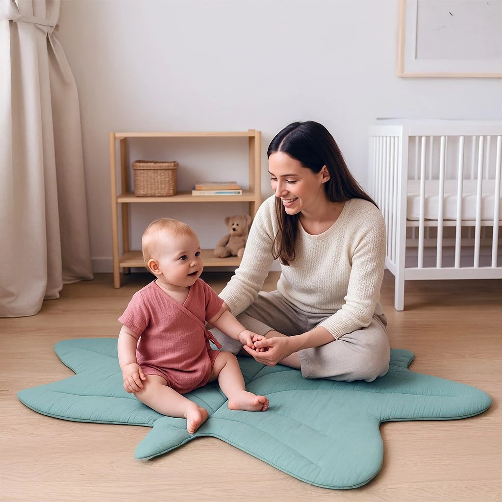 batanije loje muslin, New Baby, Maple Leaf, formë gjethe panje, jeshile mint