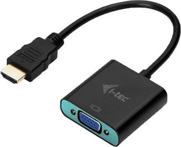 Adapter kabllo HDMI në VGA i-tec HDMI2VGAADA, 15 cm, Zi