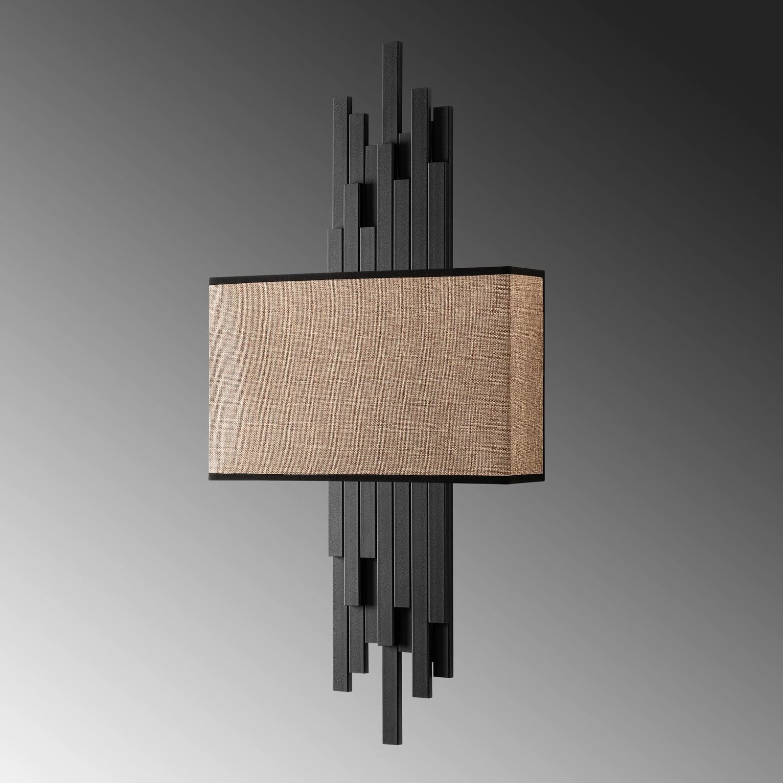 Llambë muri Opviq, Axıs - 15102, metal dhe pëlhurë, e zezë dhe kafe e çelët, 35x75x10 cm