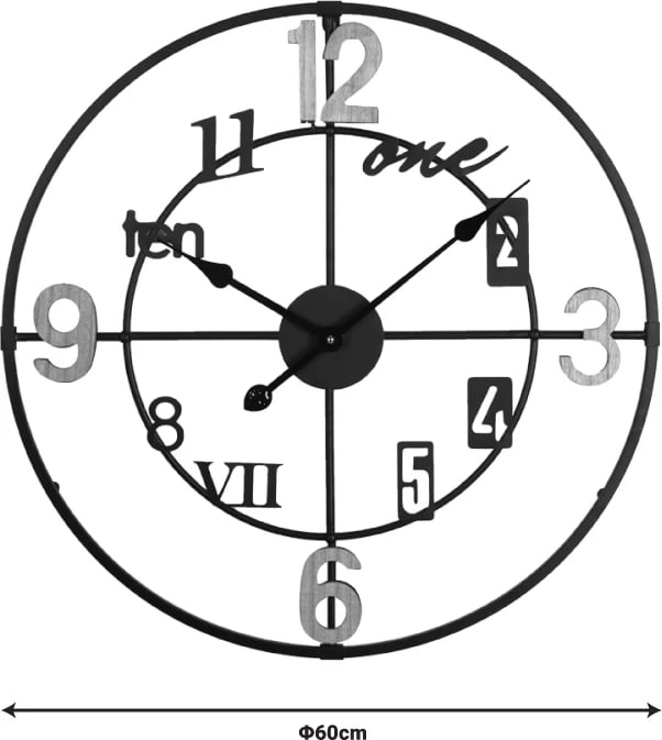 Orë muri Plusser Inart metalike, ngjyrë e zezë, 60x2.5x60cm