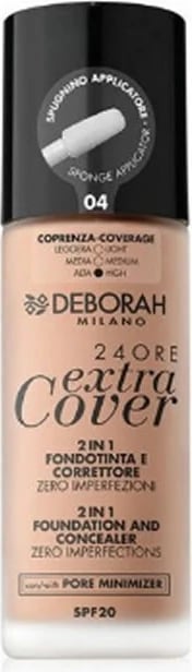 Fondatinë dhe korrektor për të dy gjinitë Deborah Milano 24 Ore Extra Cover 04, 30ml