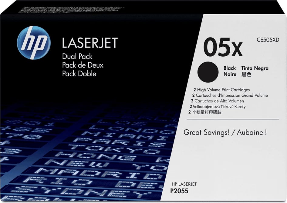 Toner HP CE505XD 05X rendiment 6500 faqe, zi, paketë dyshe
