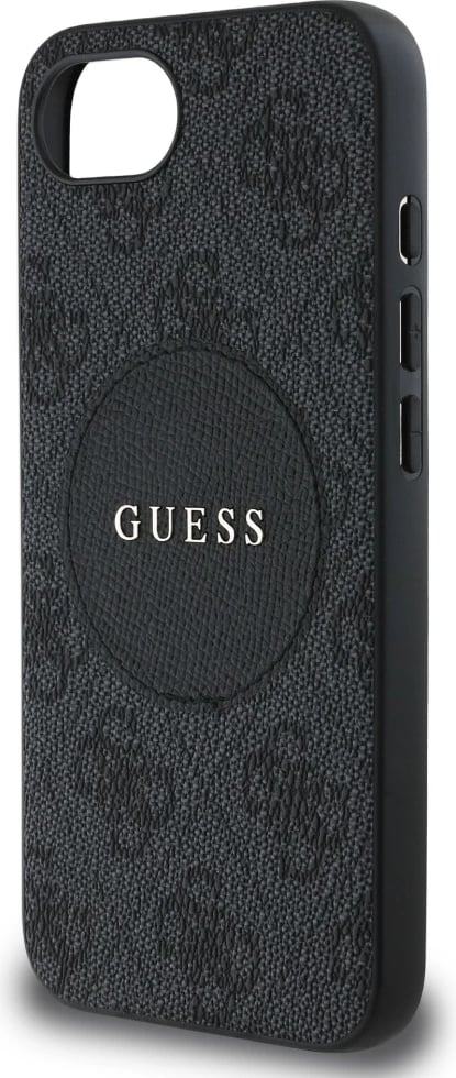 Mbështjellës Guess 4G Circle Classic Logo MagSafe për iPhone 16e, i zi