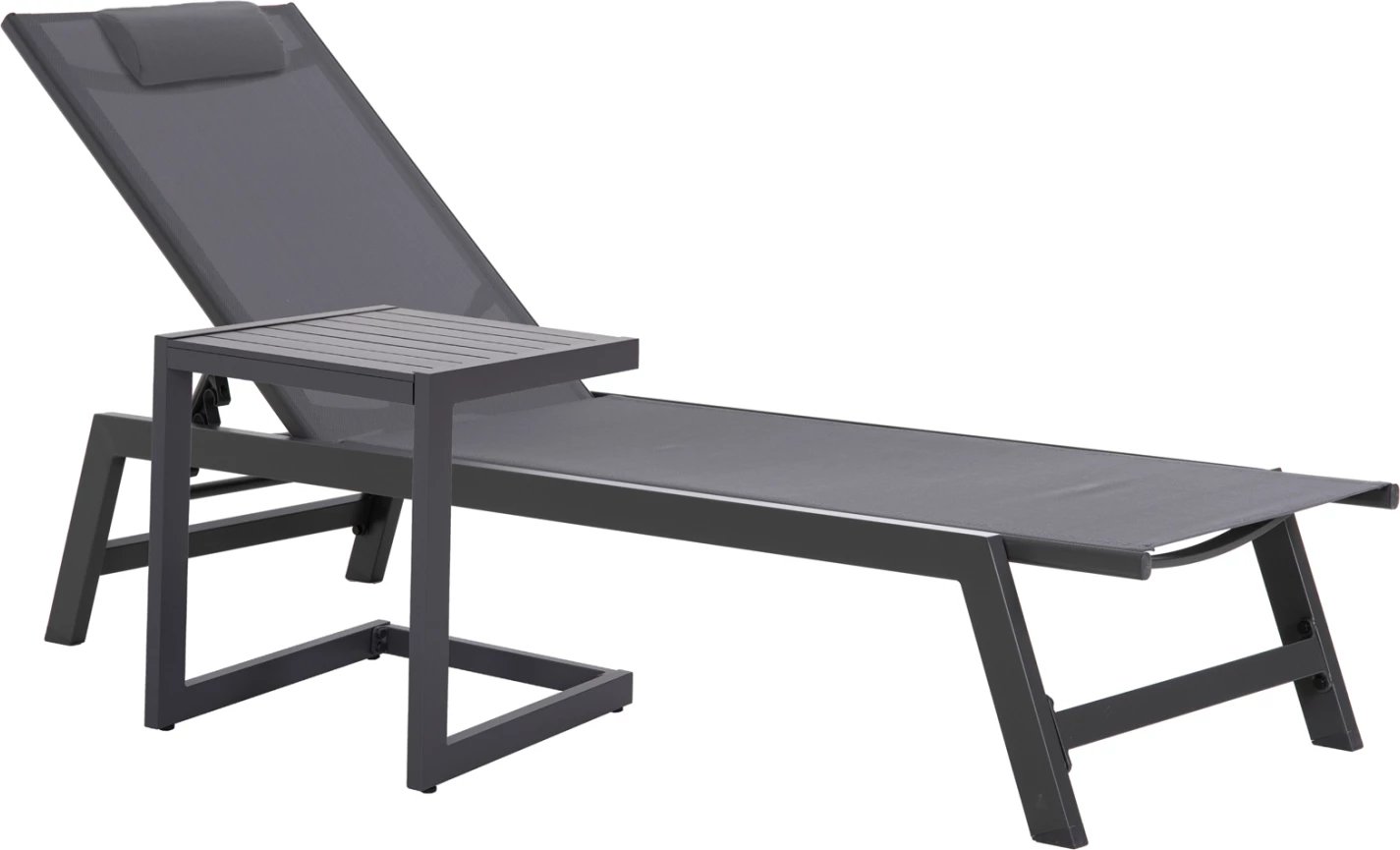 Tavolinë anësore për shezlong, alumin, ngjyrë gri e errët, BELLING FH6274.03, 42x43x53cm