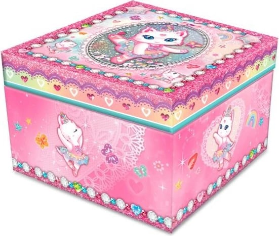 Kuti muzikore Pulio Pecoware Classic Music Box Ballet Cat, dekorative, rozë