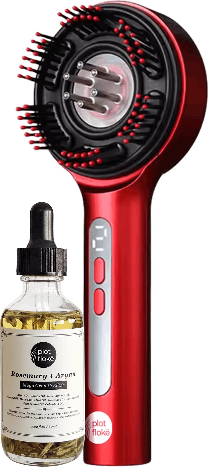 Plot Flokë Essential Set, masazher skalpi + vaj rozmarine, 60ml