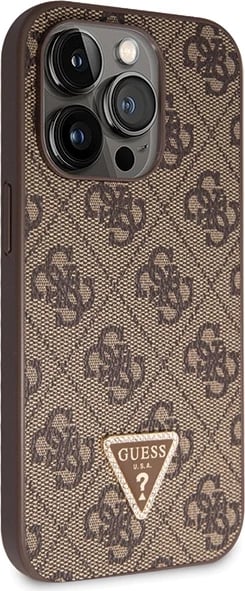 Mbështjellës Guess Crossbody 4G Metal Logo për iPhone 14 Pro, Kafe
