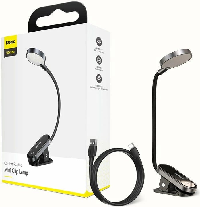Llambë tavoline me klip Baseus DGRAD-0G, LED, 350mAh, Gri Llambë tavoline me klip Baseus DGRAD-0G, LED, 350mAh, Gri