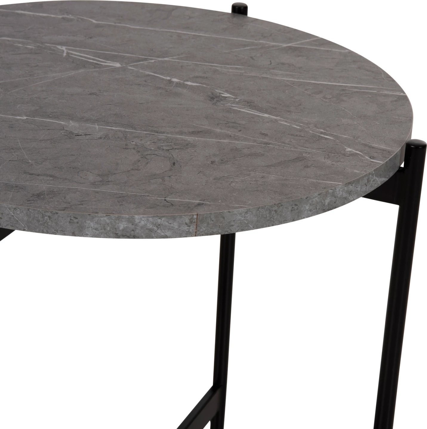 Tavolinë anësore FH9589.02 MDF mermer gri-bazë metalike e zezë Φ50x55Hcm