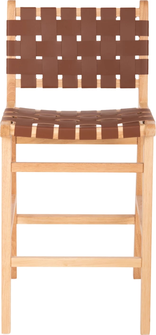 Karrige për bar FELIPE, lartësi mesatare, FH9329.01, dru TOON, ngjyrë natyrale, PU kafe, 45x47x94H cm