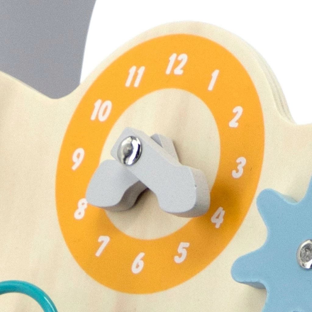 Ecëse prej druri me aktivitete, Viga, panel edukativ, për fëmijë 18+ muaj, shumëngjyrëshe