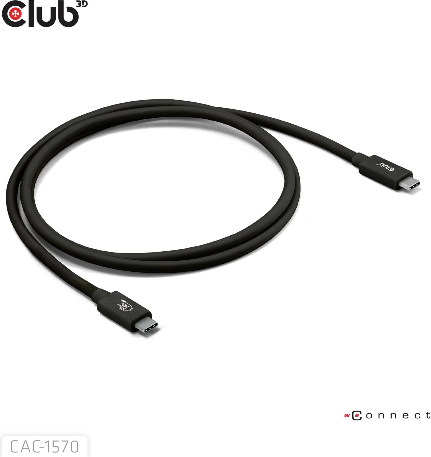Kabllo USB-C Club3D CAC-1570, 80Gbps, 240W, 8K240Hz, 1.2m, e zezë