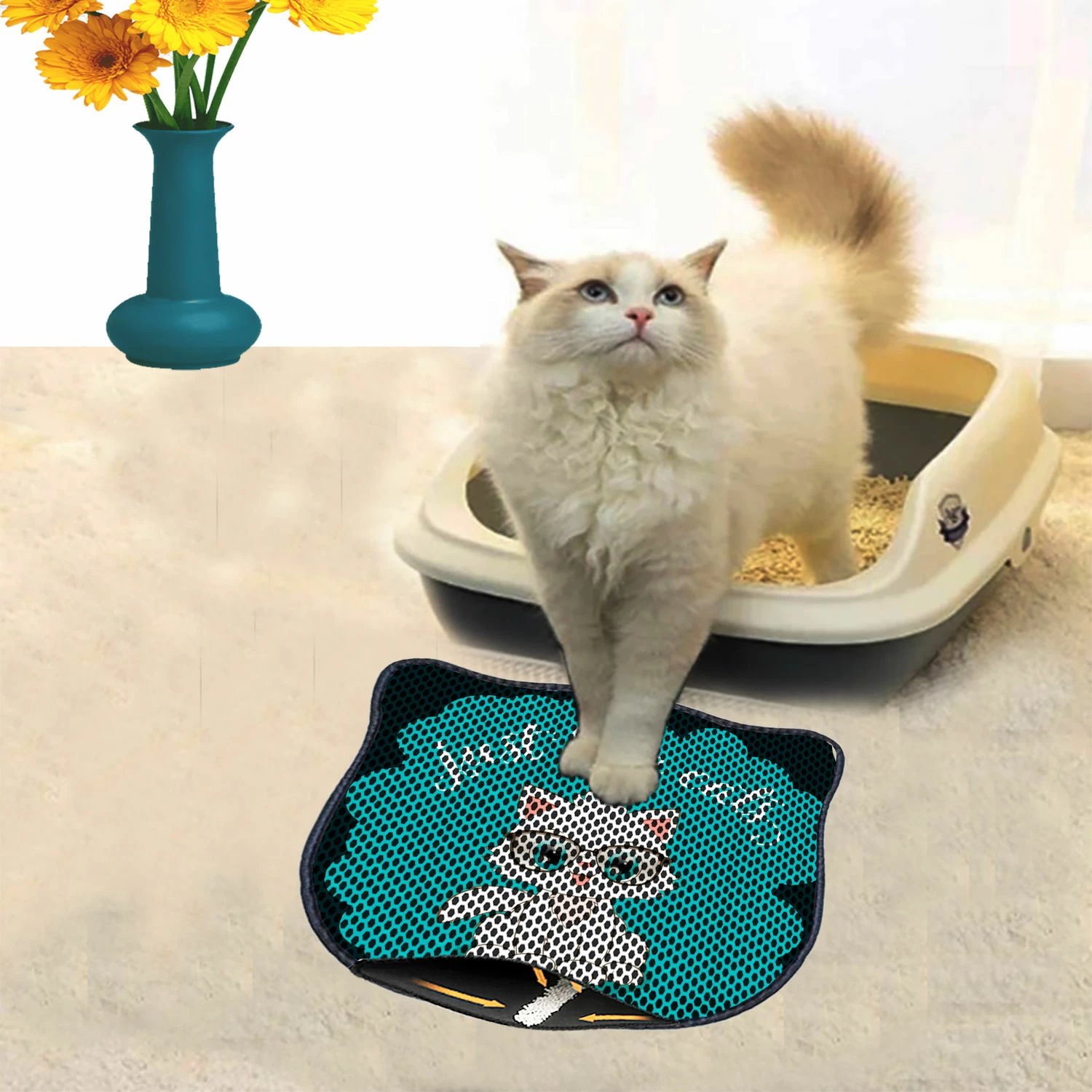 Tapet për rërë mace, shumëngjyrësh, Paws & Whiskers, Kdkafa0057, 40x50cm
