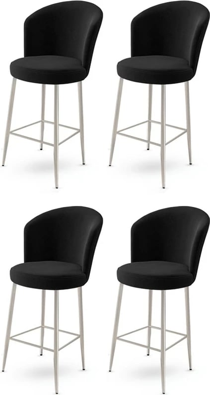 Set karrigesh për bar (4 copë), Hanah Home Fora, e zezë, krom