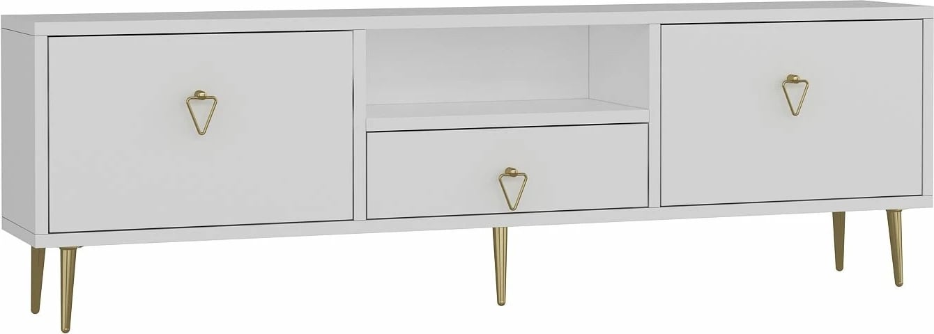 Komodë për TV, Skye Decor, 1306-DROP-1, e bardhë, e artë