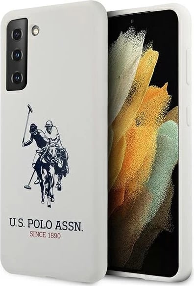 Mbështjellës U.S. Polo Assn. USHCS21MSLHRWH për Samsung Galaxy S21+, silikon, i bardhë