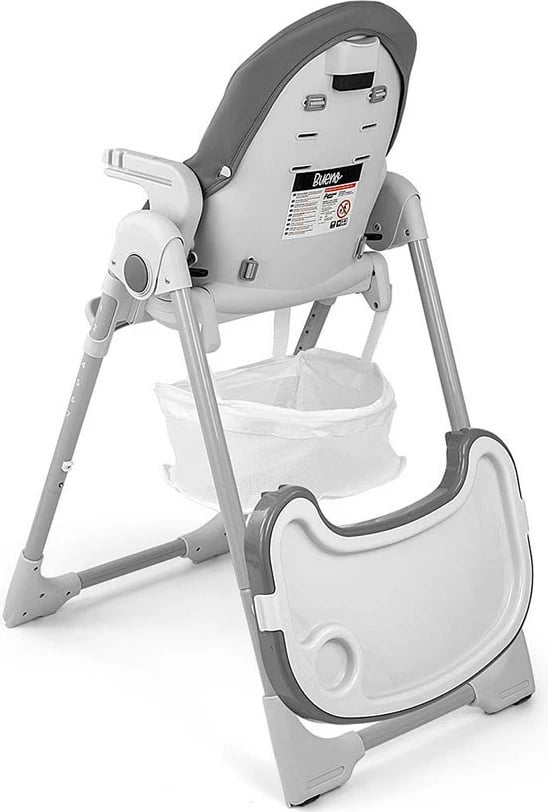 karrige e lartë për fëmijë, Milly Mally Bueno, 7 nivele lartësie, shpinore 5 pozicione, tabaka e heqshme, deri 15 kg, gri